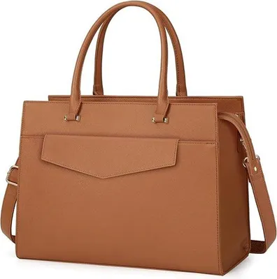 Produktbild von Famanu Laptoptasche 15,6 Zoll - Designer Handtasche in Braun