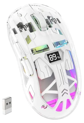Obrázek produktu pro Bezdrátová průhledná RGB myš s duálním režimem, rozlišení 4000 DPI, LED podsvícení, bílá barva