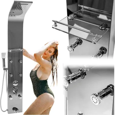 Obrázek produktu pro Chromovaný sprchový panel, masážní funkce, dešťová sprchová baterie