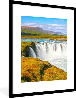 Produktbild von MuchoWow® Gerahmtes Poster Wasserfall - Wasser - Natur 60x80 cm - Poster mit Schwarzem Bilderrahmen Wandposter Rahmen Foto Bilder - Wohnzimmer - Dekorationen - Prämie