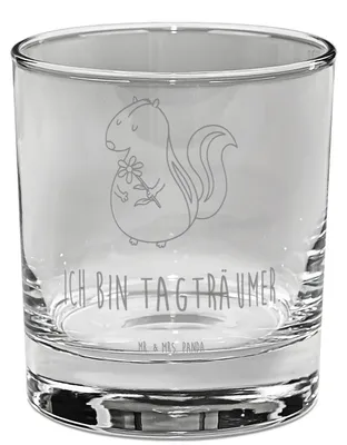 Produktbild von Mr. & Mrs. Panda Tumbler Stinktier Blume - Transparent - Geschenk, Gin Glas, Skunk, für, Träume, Raubtier, gravur, Wildtier, Longdrinkglas, Dreams