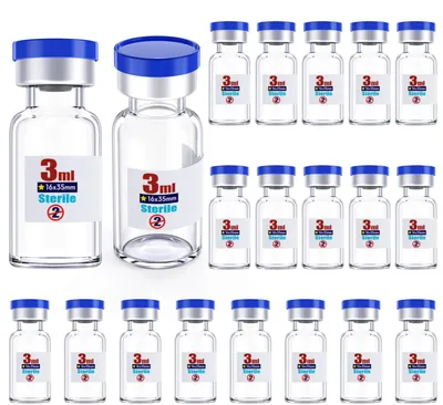 Immagine prodotto di Flacone sterilizzato decorativo - capacità 5 ml. Set di 20 flaconi in vetro per laboratorio