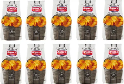 Produktbild von 10x Amica Chips Eldorada Salsa Barbecue Kartoffelchips gesalzen mit Geschmack der Barbecue-Sauce glutenfreie knusprige Kartoffel chips 130g
