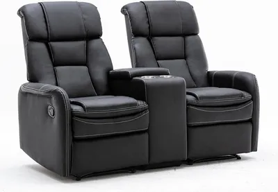 Produktbild von Happy Home Home Cinema Polstergarnitur mit Getränkehalter & Ablagefach (2-Sitzer Schwarz)