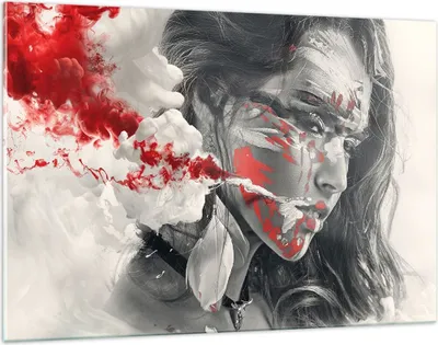 Produktbild von Bilder auf glas - Frau Gesicht Kunst - 120x80cm - Glasbilder - Wandbilder - Kunstdruck - zum Aufhängen bereit - Wanddekoration aus Glas - Glas Bilder - Wandbild auf Glas - Einteilig - GAA120x80-3867