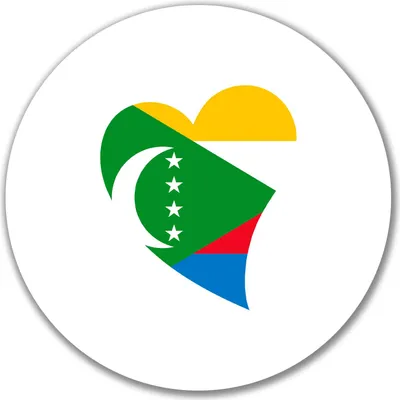 Produktbild von Huuraa Aufkleber Komoren Flagge Herz 10cm rund Sticker Geschenkidee