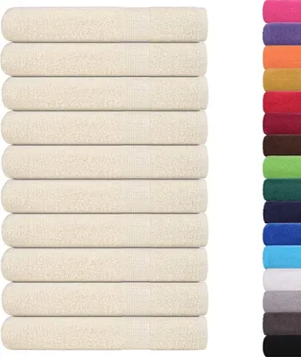 Image de vidaXL Serviettes FROGN, lot de 10, couleur crème, 100 x 200 cm, 360 g/m²