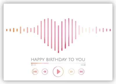 Produktbild von 4x Tolle Geburtstagskarte mit Herz Sound Optik "Happy Birthday" to you