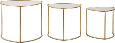 Image de Mauro Ferretti table d'appoint Triangle set de 3 Ø 60x50-50x45-40x40 cm or