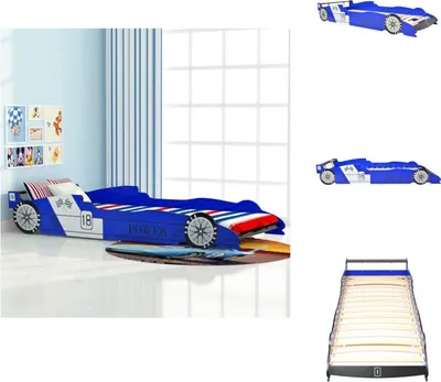 Produktbild von vidaXL Kinder Rennwagen-Bett 90x200 cm Blau - Baby- & Kleinkinderbetten