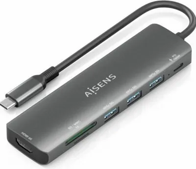 Productafbeelding van AISENS ASUC-7P025-GR, Kabel, USB 3.2 Gen 1 (3.1 Gen 1) Type-C, 100 W, Grijs, MMC, MicroSD (TransFlash), MicroSDHC, MicroSDXC, RS-MMC, SD, SDHC, SDXC, 5 Gbit/s