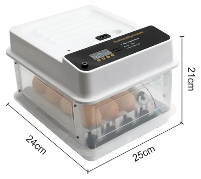 Produktbild von Mini-Eierbrutmaschine - Automatische Eierwendung - Temperaturregelung - Feuchtigkeitskontrolle - Integrierte Schierlampe - 10 Eier - Weiß