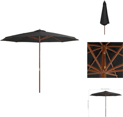 Produktbild von vidaXL Sonnenschirm mit Holzmast 350 cm Anthrazit -  Sonnenschirme & Sonnenschutze