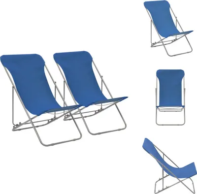 Image de vidaXL Chaises de plage pliantes 2 pcs acier et tissu Oxford bleu - Chaises de jardin