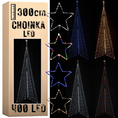 Produktbild von Weihnachtsbaum mit 400 LEDs für den Außenbereich, 300 cm hoch, blau, MORE&DECO