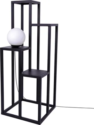 Obrázok produktu pre Stojaca lampa na kvety čierna, sklenená guľa Kaja HOME
