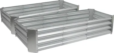 Produktbild von Rechteckige Hochbeete aus verzinktem Stahl – 180 cm x 90 cm – Silber – 2er-Pack