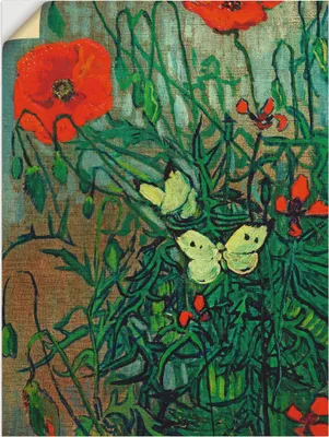 Produktbild von ARTland Wandbild, selbstklebend Schmetterlinge auf Mohnblüten Größe: 30x40 cm