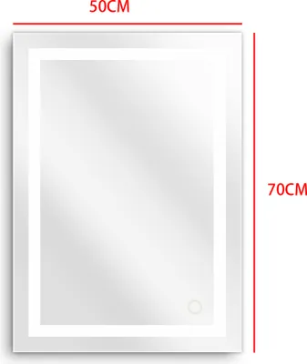 Image de WYCTIN Miroir de salle de bain LED Miroir de salle de bain éclairé Miroir mural 50x70cm
