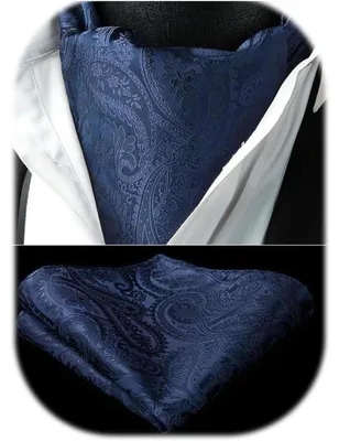 Imagen del producto de Bufanda tipo corbata para hombre, diseño Paisley, estilo Ascot, color azul marino, talla única