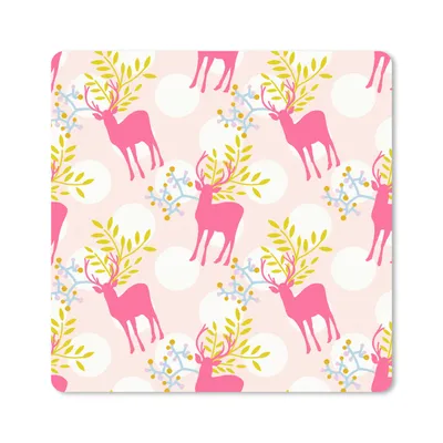 Produktbild von MuchoWow® Mauspad Mousepad Hirsche - Rosa - Muster 20x20 cm - Mousepads - Maus Mat - Pad - Mausunterlage - Desk Mat - Bureauartikeln