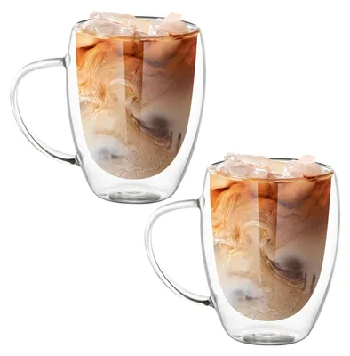 2er-Set doppelwandige Kaffeetassen 350 ml mit Henkel