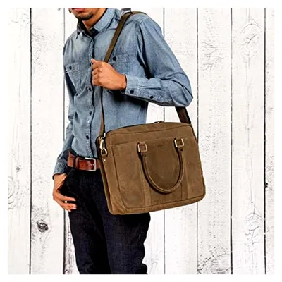 Produktbild von Leder Aktentasche für Herren und Damen | Echtleder Laptoptasche bis 16 Zoll | Umhängetasche mit Schultergurt | Messenger Bag | Arbeitstasche | Lehrertasche