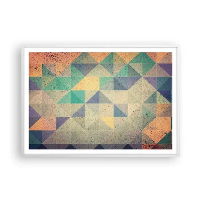 Produktbild von Gerahmtes Poster - Weißer Rahmen - Abstraktion Dreieck Muster - 100x70 cm - Wand Bild - Wanddeko - Wandbilder - Wandposter - Bilderrahmen - Bilder - Kunstdruck - Wandbild - P2WAA100x70-4287