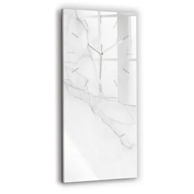 Produktbild von Wallfluent Wanduhr – Stilles Quarzuhrwerk - Uhr Dekoration Wohnzimmer Schlafzimmer Küche - Zifferblatt mit Strichen - weiße Zeiger - 30x60 cm - Dekorativer Marmor