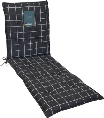 Produktbild von LILENO HOME Sonnenliege Auflage als [1er Set - Rollliege] in Yacht-Karo Anthrazit - Gartenliegen Auflage perfekt für Strandliege - Polster Auflage für Gartenliege (188x60x5cm)
