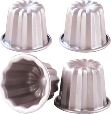 Obrázok produktu pre Sada 4 foriem na pečenie Canele Mini Bordelais Cannele Formy na pečenie Canelés Formy na koláče Bordeaux Forma na želé Forma na muffiny Forma na pečenie s nepriľnavým povrchom