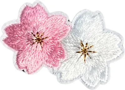 Produktbild von Blumen-Emblem-Aufnäher zum Aufbügeln in Rosa und Weiß