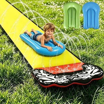 Produktbild von Wasserrutsche 480x70 cm, 2 Bodyboards, für Garten, für Kinder und Erwachsene
