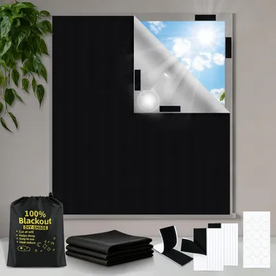 Produktbild von Verdunkelungsrollo - 100% lichtundurchlässiger Sonnenschutz - Fensterverdunkelung ohne Bohren - 300x145 cm - 420D Oxford Gewebe