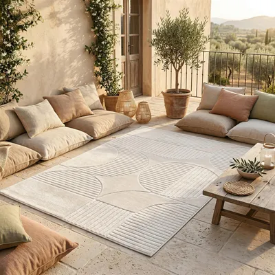 Produktbild von In & Outdoor Teppich Flachgewebe Classy Creme Trend, Größe:120x170 cm