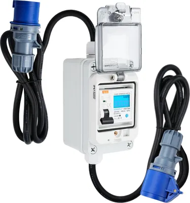 Obrázek produktu pro Mobilní digitální elektroměr 60A 230V s 16A proudovým chráničem typu A a zástrčkou CEE, vodotěsný IP65