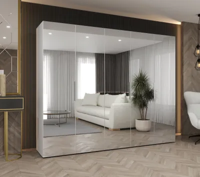 Obrázek produktu pro Zrcadlová šatní skříň 250 cm RABIA - bílá / kašmír
