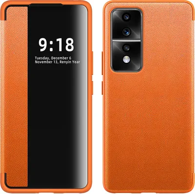 Produktbild von Honor 80 GT Hülle, Schlank Kunstleder Klapp Ledertasche Schutzhülle für Honor 80 GT Orange