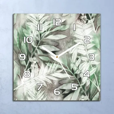Produktbild von Deko Glasuhr Wanduhr 30x30 Blätter Tropische Quarz Küchenuhr Bürouhr