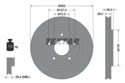 Obrázek produktu pro Brzdový kotouč TEXTAR 92181503