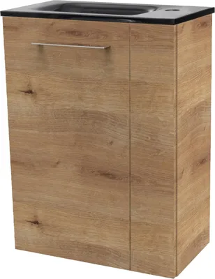 Produktbild von Fackelmann SBC MILANO Gäste WC Set 2-teilig 45 cm, Braun hell, links, Glas Anthrazit