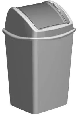 Produktbild von Mulleimer/Abfallbehalter mit Klappdeckel - grau - 9 Liter - 24 x 21 x 38 cm - Kunststoff