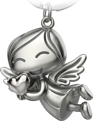 Produktbild von "Lucky" Schutzengel Schlüsselanhänger - Engel Glücksbringer - Glücksengel mit Herz in Silber