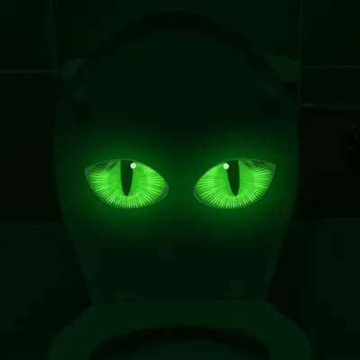 Produktbild von GKA WC-Deckel Aufkleber Toilettendeckel Toilette Katzenaugen Augen leuchten im Dunkeln - Augen grün
