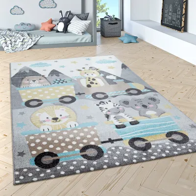Produktbild von Kinderteppich Kinderzimmer Moderne Pastell Farben, Niedliche Motive, 3D Effekt Grösse 120 cm Rund