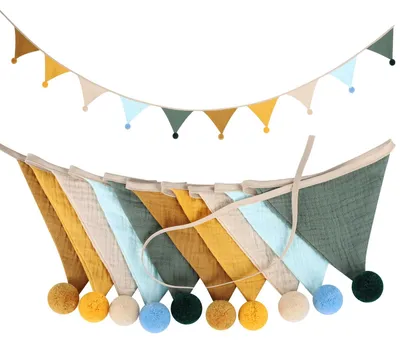 Productafbeelding van Cozary Wimpelketting voor kinderkamer, stoffen wimpels voor kinderkamer, guirlande voor meisjes en jongens