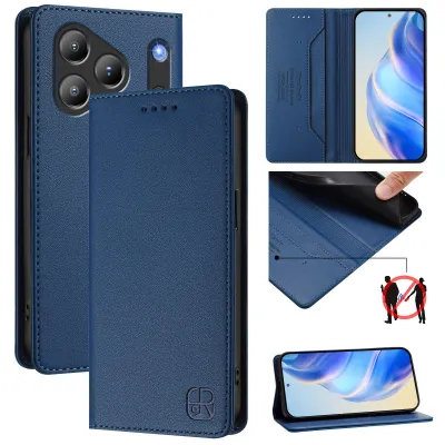 Produktbild von Lederhülle für Blackview Wave 7C Hülle Flip Brieftasche Kartenfächern Ständer Schutzhülle Blau