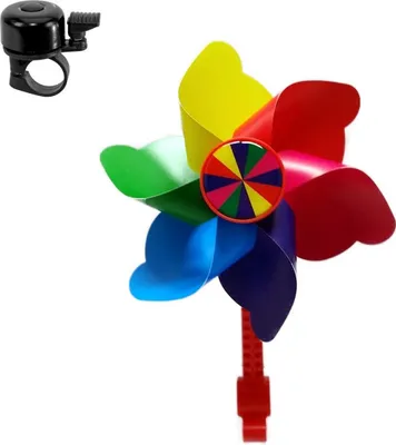 Produktbild von W+er Fahrradwindmühle Windmühle Kinderfahrad Klipphalter 3 Ausführungen 1 inkl. maxxi4you Fahrradklingel