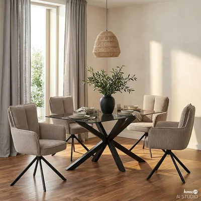 Produktbild von home24 Esstisch - Glas / Massivholz