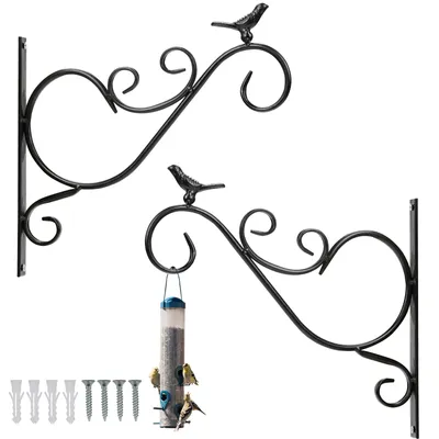 Image de Hengda 2 pièces crochets support mural suspension pour fleurs maison de campagne console en fonte étagère crochet mural crochet pour fleurs support pour lanterne oiseau 26 cm